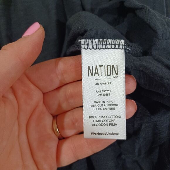 NATION LTD Martine Black Pima Cotton Midi Tiered Dress Size XS Preppy Casual - Picture 8 of 10